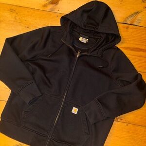 Black Hooded Zip-Up Sweatshirt